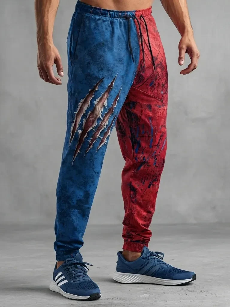 Spiderweb Art Pattern Blue And Red Sweatpants Halloween Apparel Gift Ideas For Husband - Merchluma