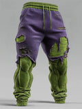 Halloween Season Muscle Line Contrast Distressed Sweatpants Halloween Outfits For Guys - Merchluma