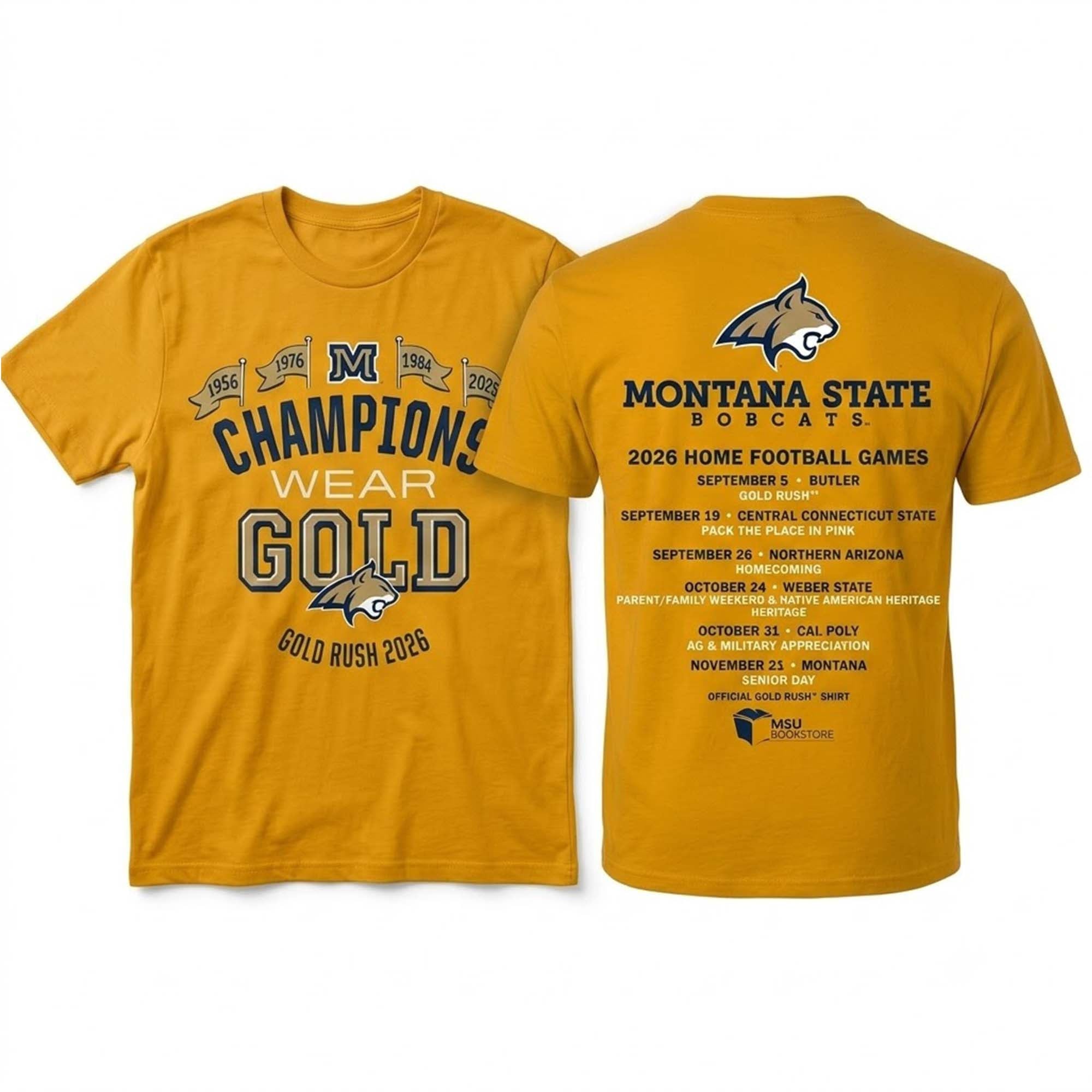 Montana State Bobcats Champions Wear Gold Rush 2026 Shirt Bobcats Merch Football Fan Gear - Merchluma
