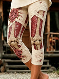 Halloween Rose Skull Art Skinny Capri Pant Halloween Inspired Clothing Gifts For Her - Merchluma
