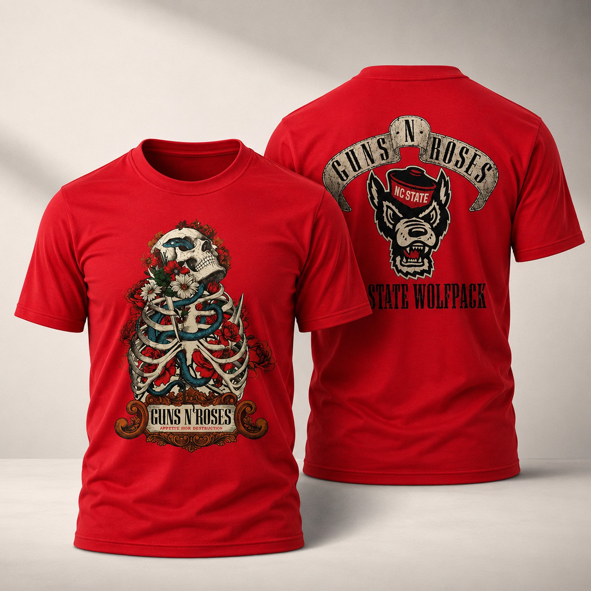 NC State Wolfpack X Guns N' Roses 2026 Carter-Finley Stadium Shirt GNR Merch Gift For Fans - Merchluma