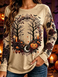 Halloween Spooky Pumpkin And Rose Long Sleeve T-Shirt Halloween Themed Presents - Merchluma