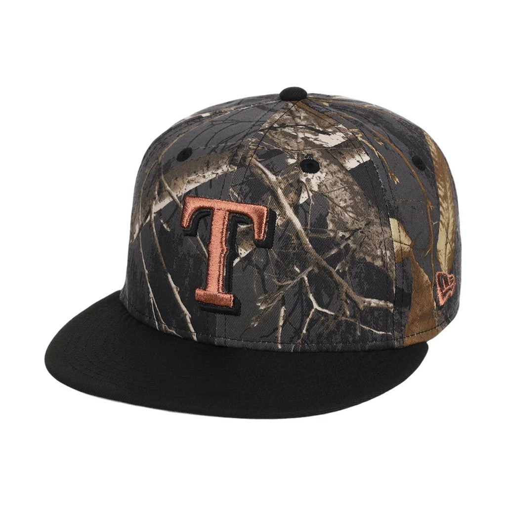 Lids Hat Drop Black Realtree 2-Tone Black And Copper Merch Texas Rangers Snapback Hat Fan Gifts - Merchluma