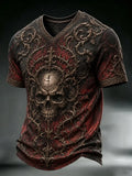 Halloween Gothic Skull Art V-Neck Shirt Halloween Apparel Gift Ideas For Brother - Merchluma