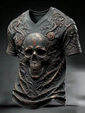 Halloween Gothic Skull V-Neck Shirt Halloween Themed Shirts Gift Ideas For Him - Merchluma