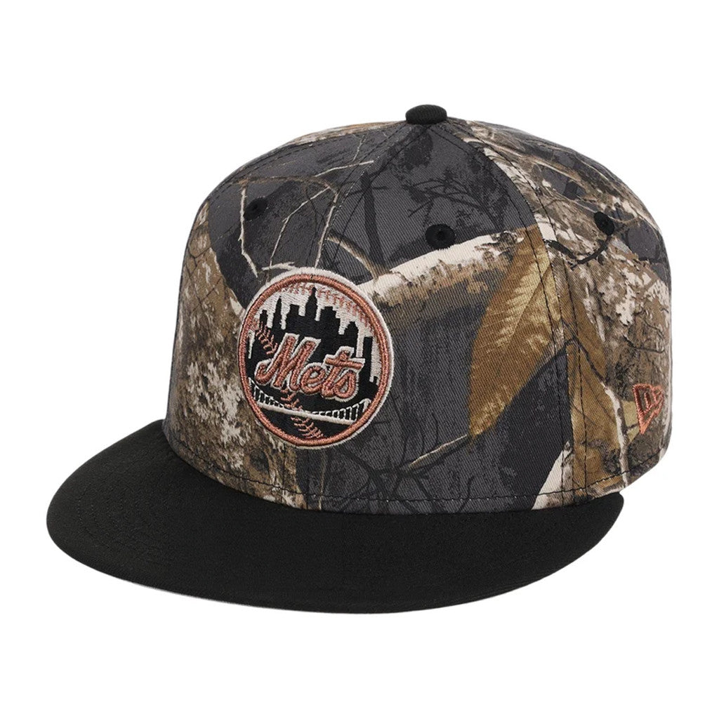 Lids Hat Drop Black Realtree 2-Tone Black And Copper Merch New York Mets Snapback Hat Fan Gear - Merchluma