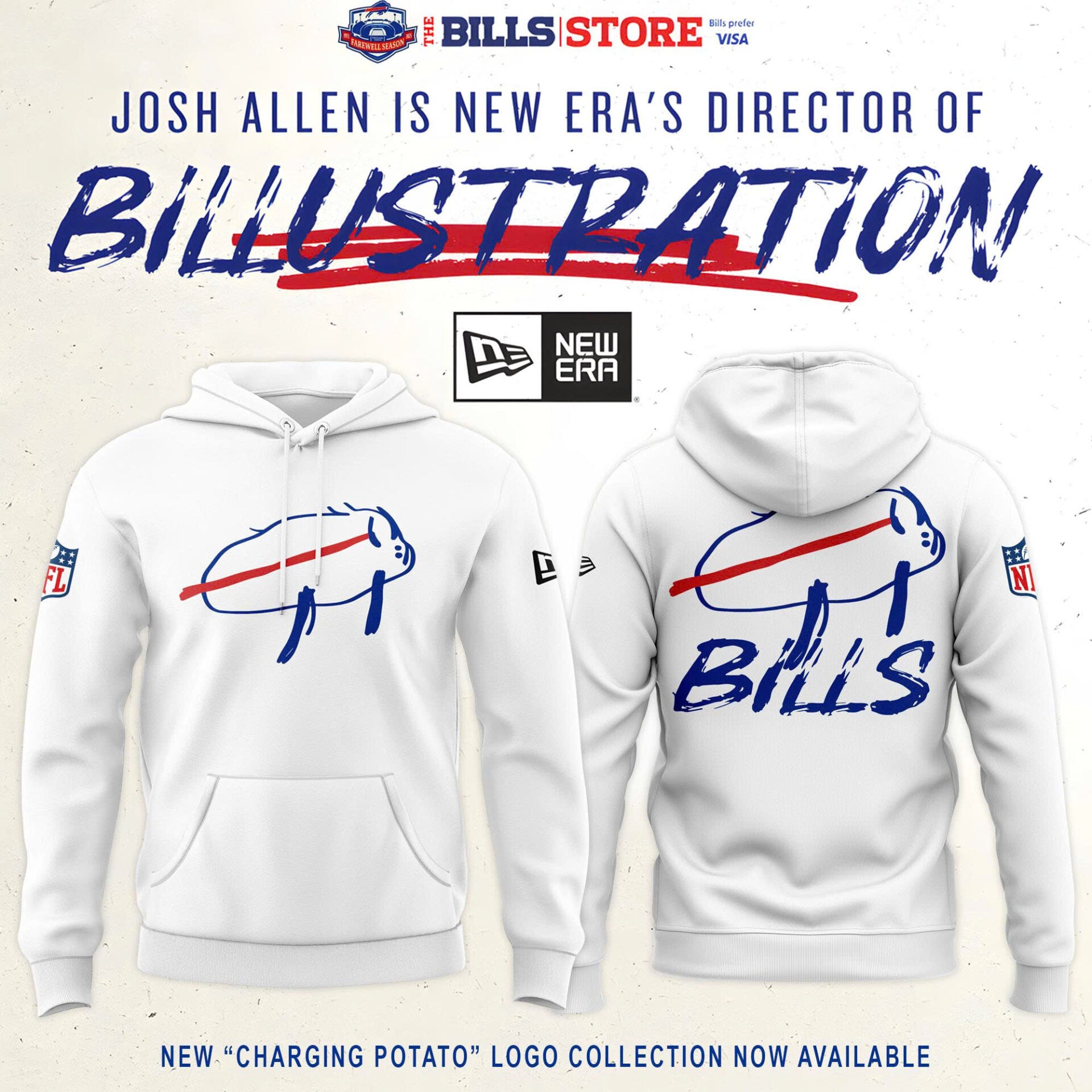Buffalo Bills Charging Potato Logo Hoodie 2026 Buffalo Bills Merch Football Themed Gifts - Merchluma