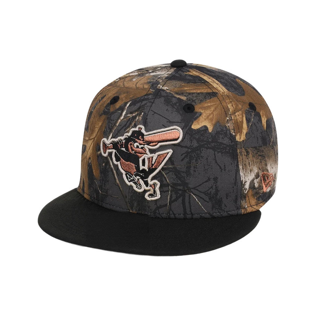 Lids Hat Drop Black Realtree 2-Tone Black And Copper Merch Baltimore Orioles Snapback Hat - Merchluma