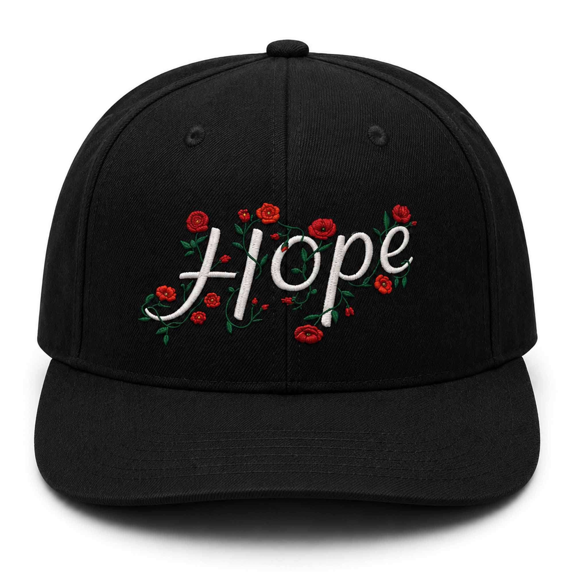 2026 Hope Adolf Flower Black Hat Red Rose Floral Hat Inspirational Gifts For Mom - Merchluma