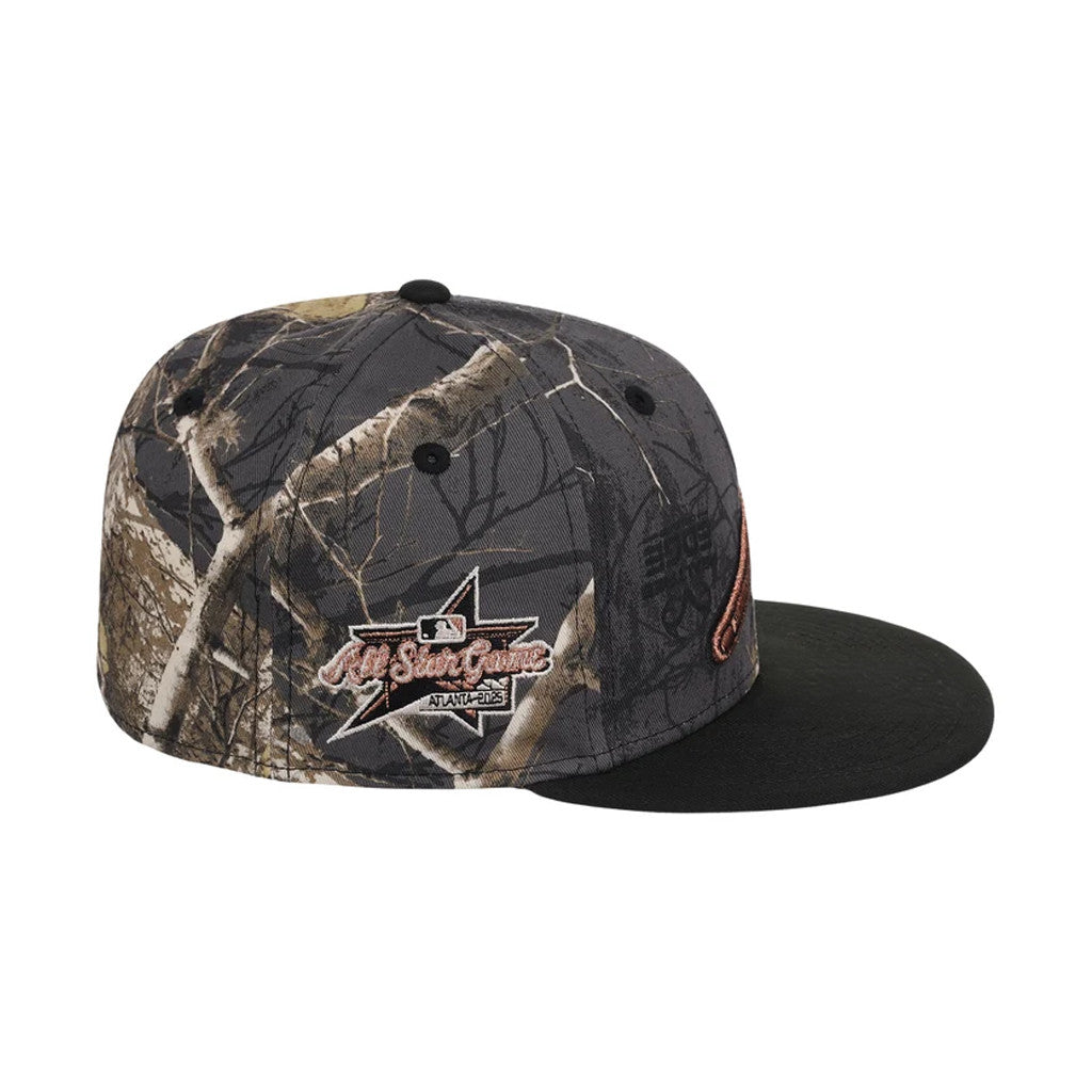 Lids Hat Drop Black Realtree 2-Tone Black And Copper Merch Atlanta Braves Snapback Hat Fan Gift - Merchluma