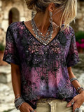 Halloween Spider Bat Web Floral Art V-Neck T-Shirt Horror Clothes Halloween Present Ideas - Merchluma