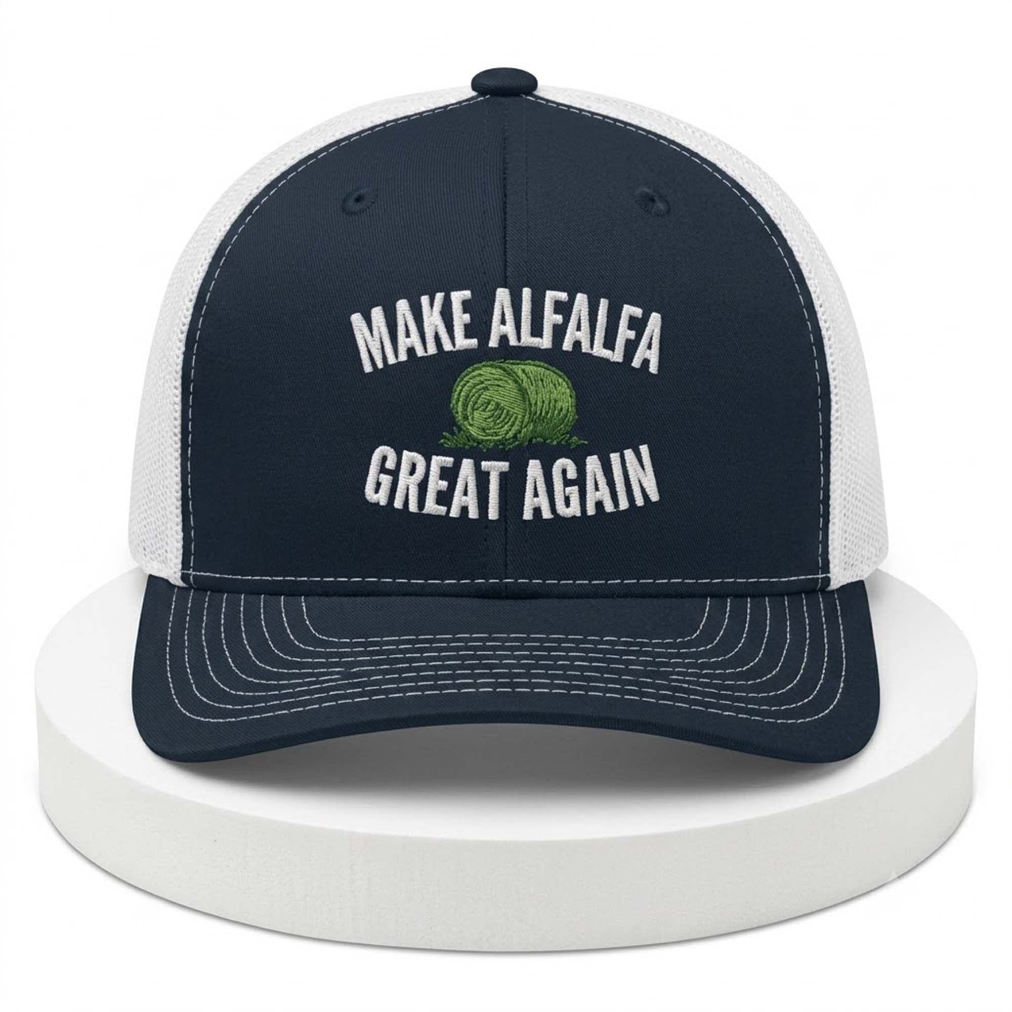 Make Alfalfa Great Again Trucker Hat Political Funny Parody Hat Gift For Friends - Merchluma