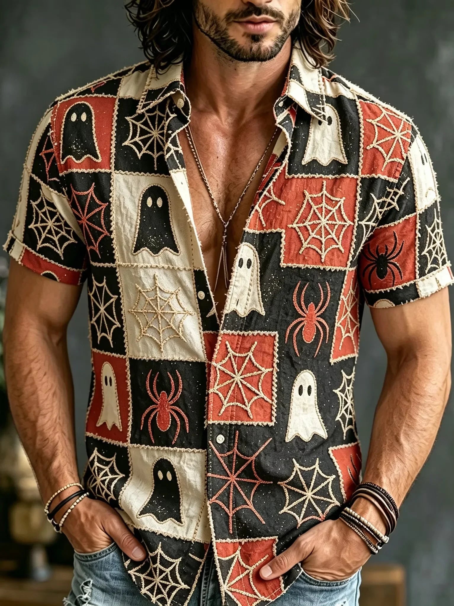 Halloween Pattern Patchwork Art Hawaiian Shirt Cool Halloween Clothes Gifts For A Horror Lover - Merchluma