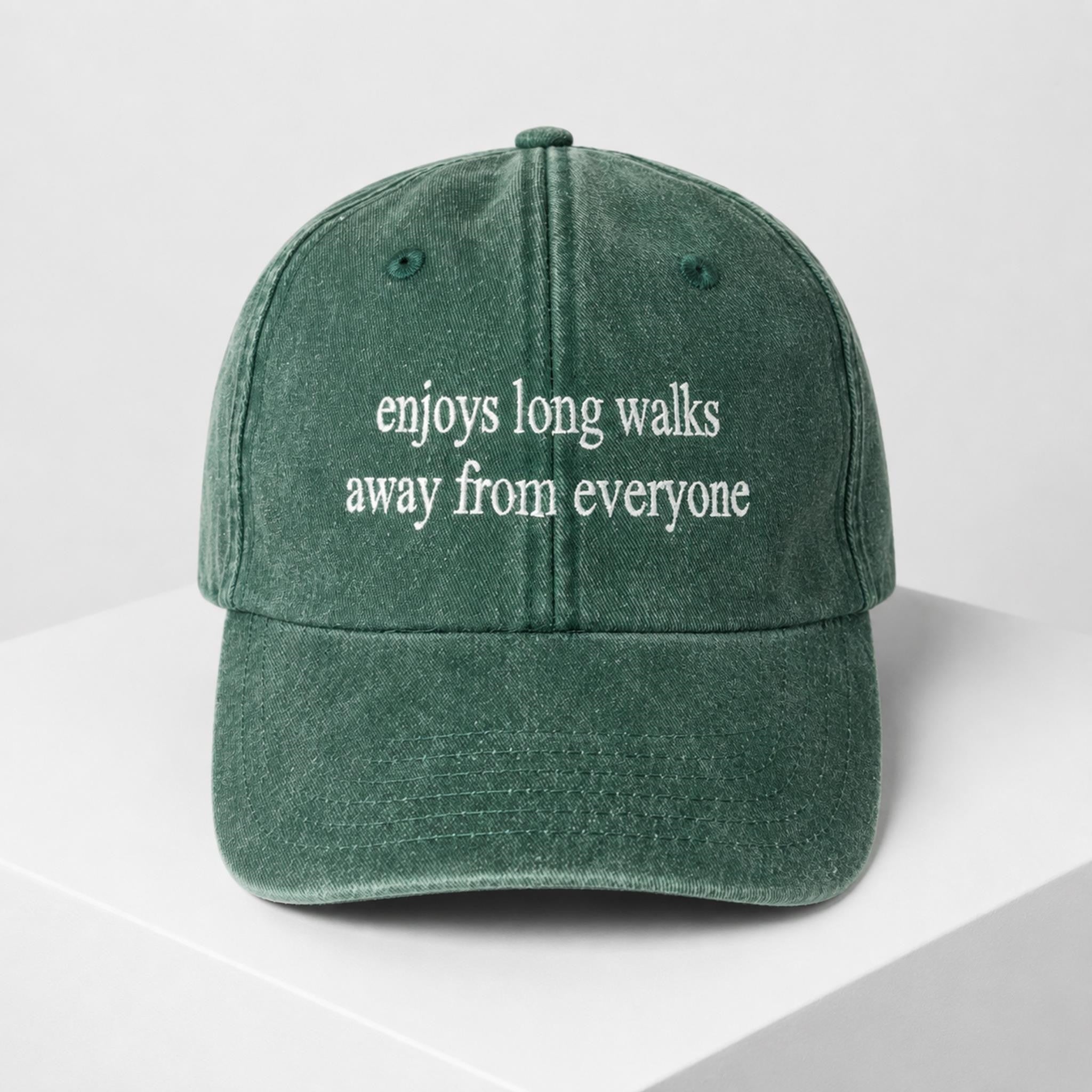 Enjoy Long Walks Away From Everyone 2026 Hat Embroidered Sarcastic Relatable Meme Hat - Merchluma