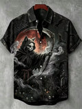 Halloween Skull Cat Soul Stealer Dark Art Hawaiian Shirt Target Halloween Apparel Son Gifts - Merchluma