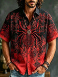 Halloween Spider Art Red Black Hawaiian Shirt Cool Halloween Clothes Gifts For Horror Lovers - Merchluma