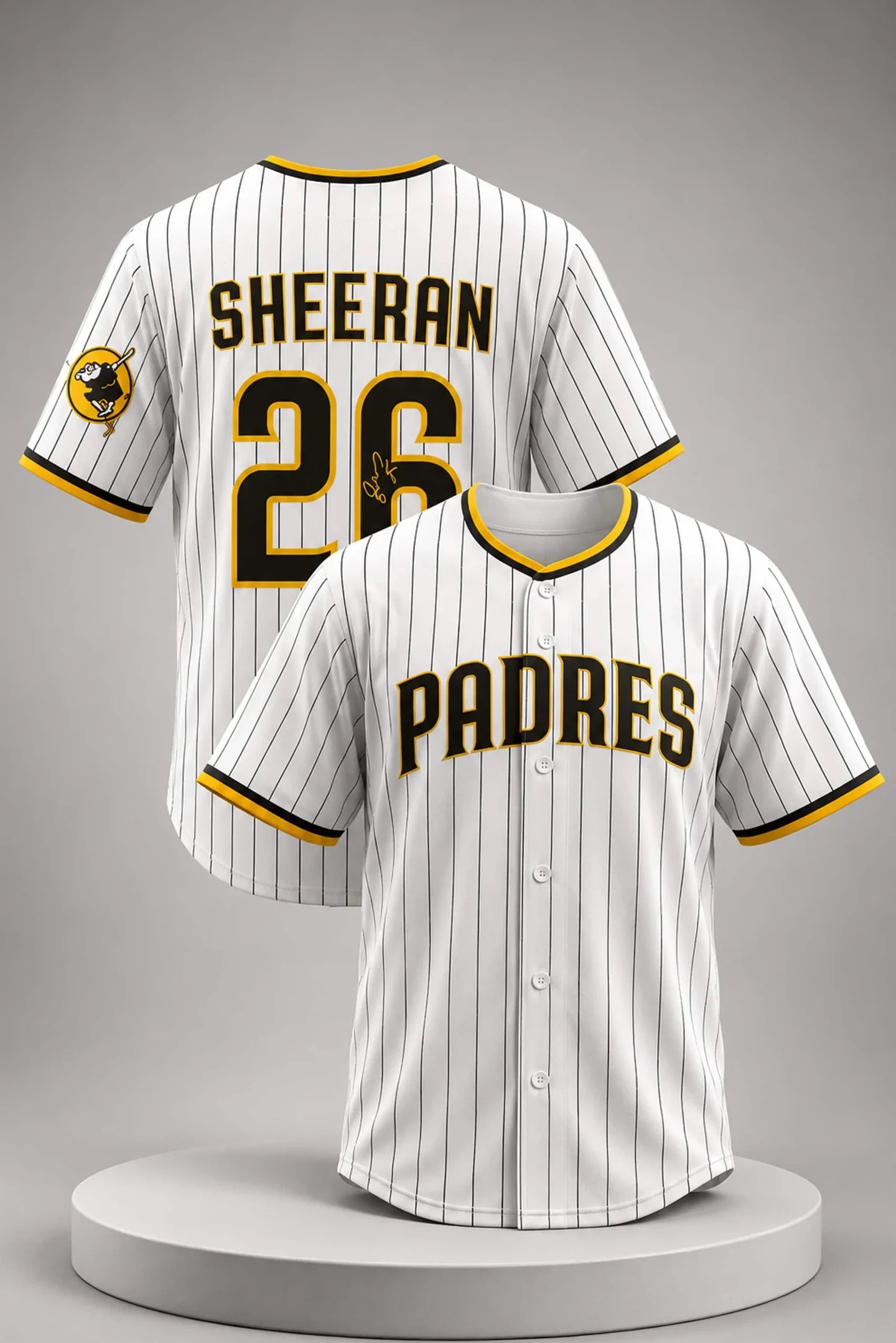 Ed Sheeran San Diego Padres 26 Striped Baseball Jersey SD Padres Merch Gift For Fans - Merchluma