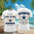 Dallas Cowboys God First Family Second Faith Football Shirt Cowboys Merch Gifts For Football Fan - Merchluma