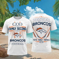 Denver Broncos God First Family Second Faith Football Shirt Broncos Merch Gifts For Fans - Merchluma