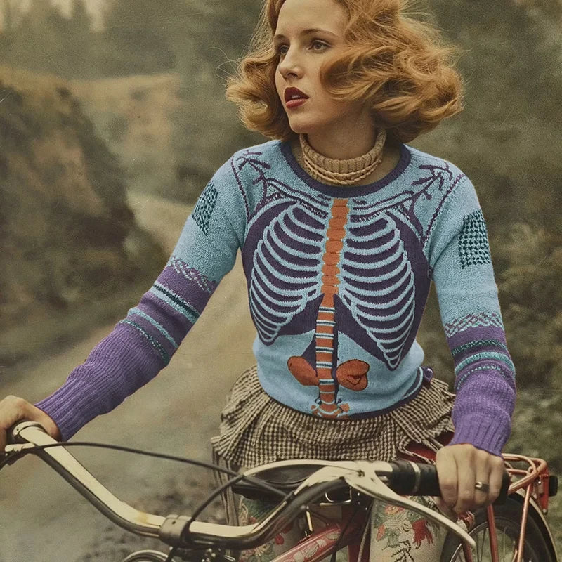 Vintage Halloween Anatomy Art Sweater Female Halloween Outfits Gifts For Friends - Merchluma