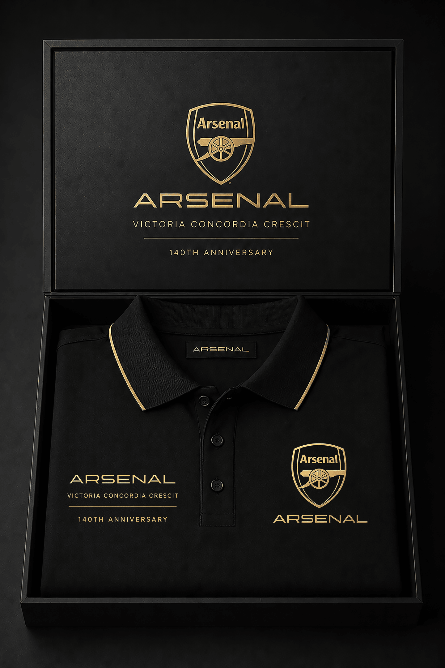 Arsenal 140th Anniversary Victoria Concordia Crescit Polo Shirt Arsenal FC Merch Dad Gifts - Merchluma