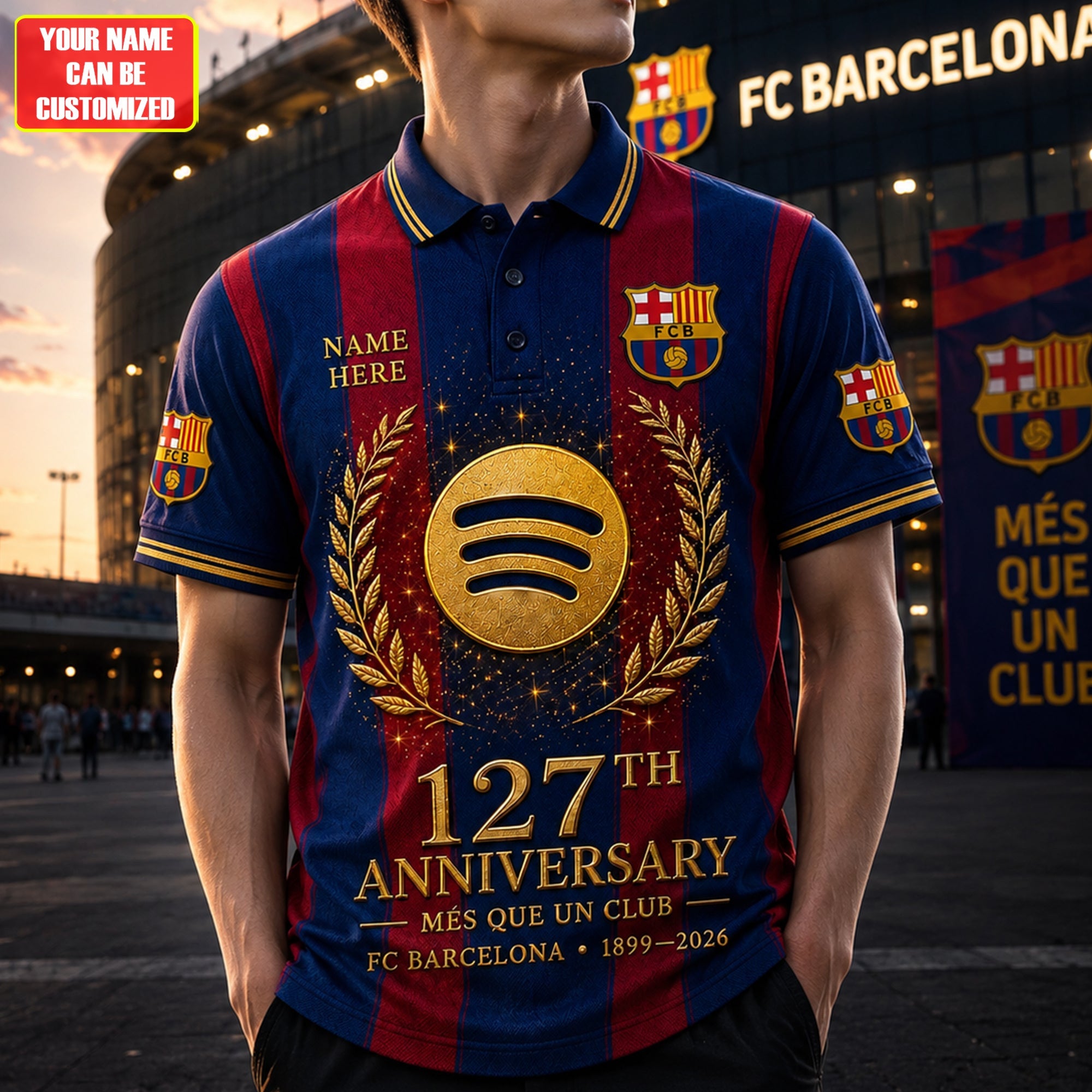 Personalized Barca FC 127TH Anniversary Polo Shirt 1899 2026 FC Barcelona Merch Fan Gifts - Merchluma