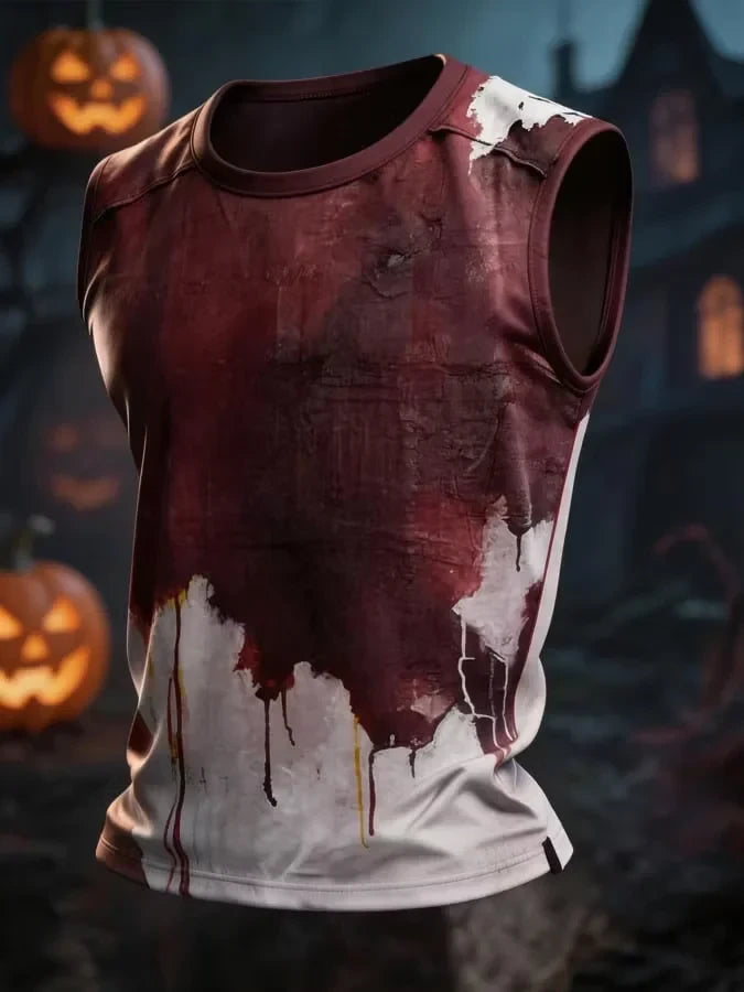 Halloween Bloodstained Pattern Muscle Tank Scary Halloween Outfits Present For Husband - Merchluma