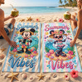 Personalized Mickey Mouse Summer Vibes Beach Towel Vacation Gifts For Beach Lovers - Merchluma
