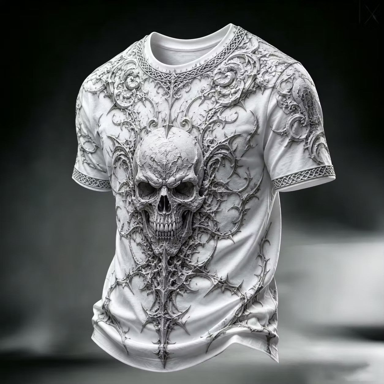 Gothic Skull Art Shirt Halloween Themed Clothes Good Gifts For Him - Merchluma