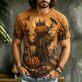 Halloween Pumpkin Skull Scarecrow Pattern Shirt Halloween Themed Clothes Good Gifts For Dad - Merchluma