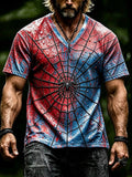 Halloween Spiderweb Art V-Neck T-Shirt Cool Halloween Clothes Gifts For Son - Merchluma