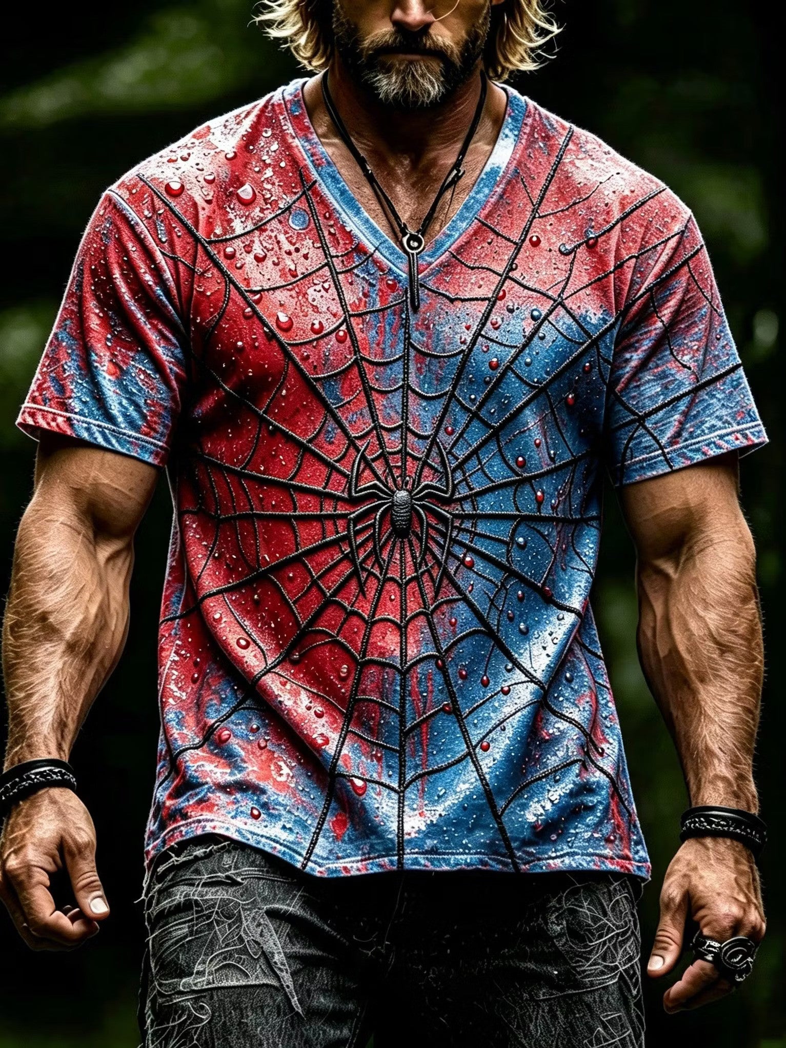 Halloween Spiderweb Art V-Neck T-Shirt Cool Halloween Clothes Gifts For Son - Merchluma