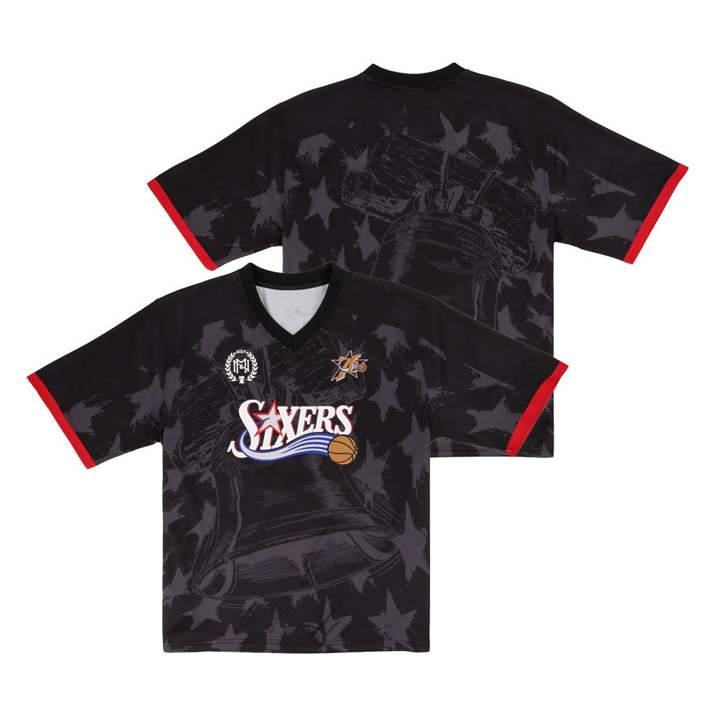 Philadelphia 76ers Goal Line Soccer Jersey Mitchell And Ness Collection Lids Hat Drop Merch Men - Merchluma