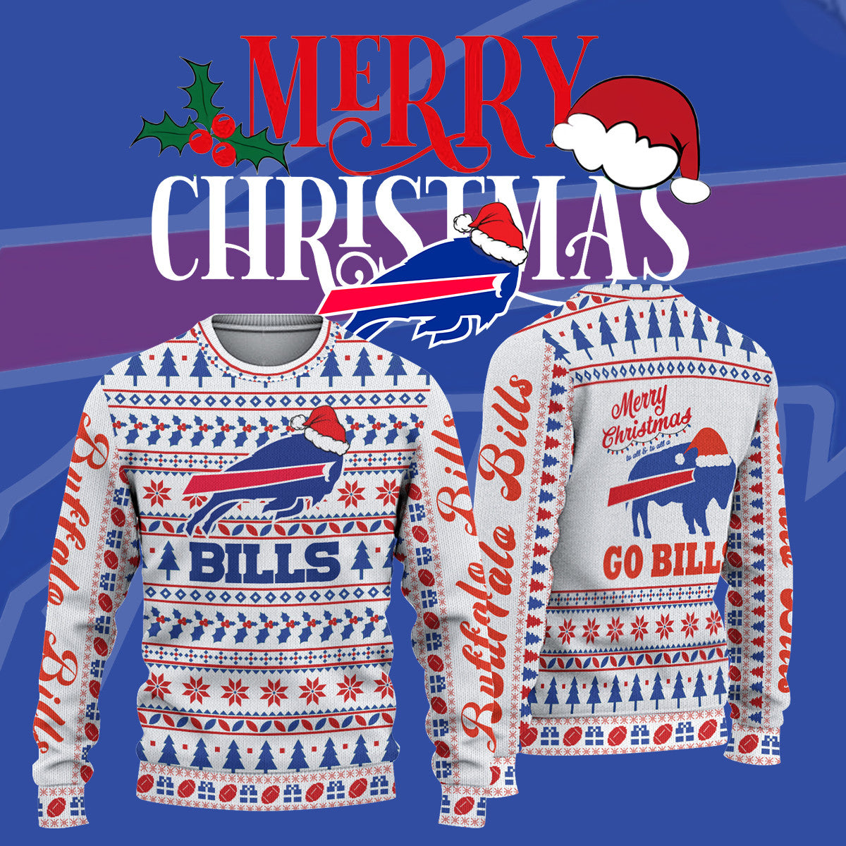 Buffalo Bills Merry Christmas Sweatshirt Buffalo Bills Merch Christmas Gift For Fans - Merchluma