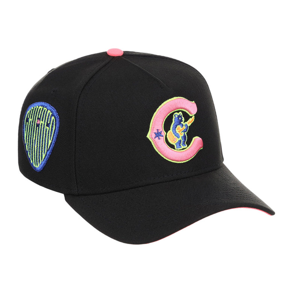 Lids Hat Drop Main Stage Merch Chicago Cubs Black Neon Embroidered Hat Gift For Baseball Fans - Merchluma