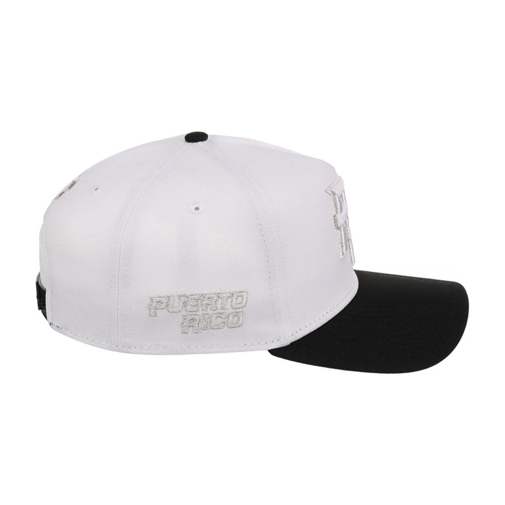 Lids Hat Drop Puerto Rico Crown The Country Merch Puerto Rico Hat White Black Embroidered Cap - Merchluma