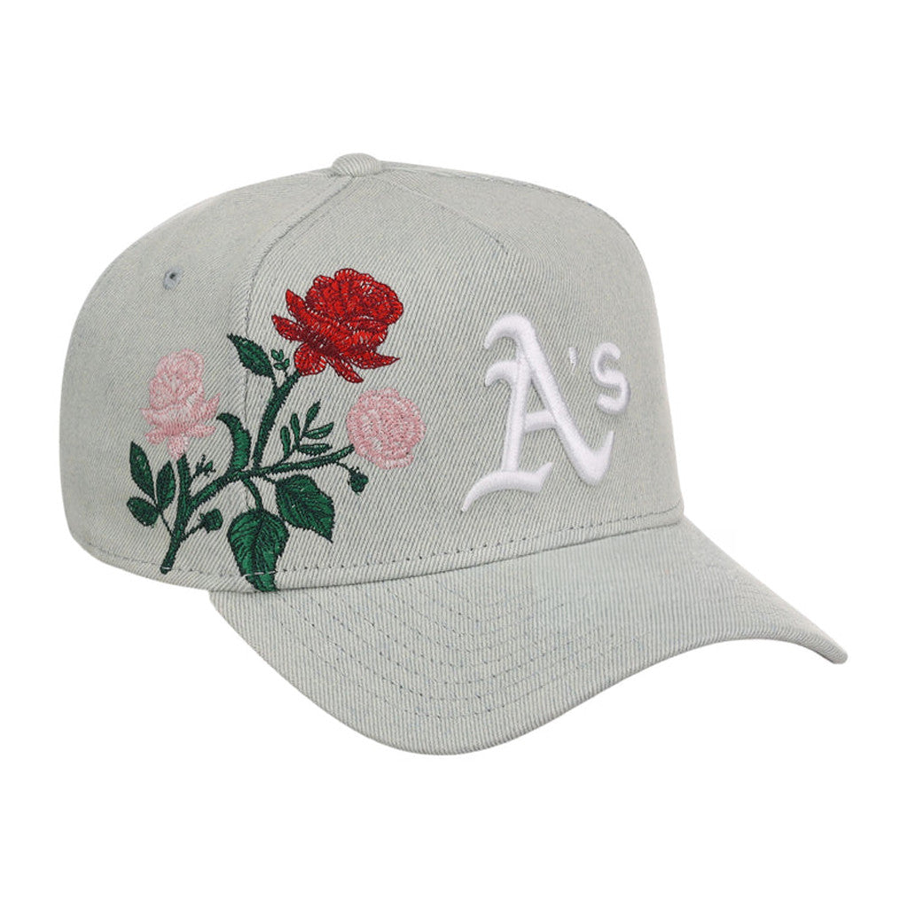 Lids Hat Drop Denim Flower Merch Oakland Athletics Hat Embroidered Presents For Baseball Fans - Merchluma