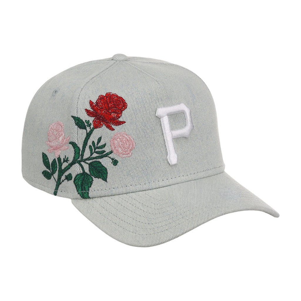 Lids Hat Drop Denim Flower Merch Pittsburgh Pirates Hat Embroidered Birthday Gift For Sister - Merchluma