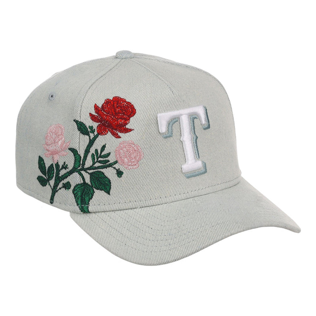 Lids Hat Drop Denim Flower Merch Texas Rangers Hat Embroidered Gift For Sister - Merchluma