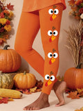 Cute Turkey With Bow Thanksgiving Leggings Thanksgiving Merch Meaningful Gifts Ideas - Merchluma