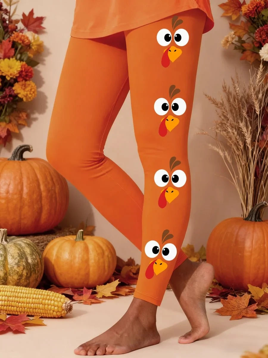 Cute Turkey With Bow Thanksgiving Leggings Thanksgiving Merch Meaningful Gifts Ideas - Merchluma