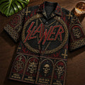 Slayer Heavy Metal Stained Glass Hawaiian Shirt Slayer Merch Cool Gifts For Music Lovers - Merchluma