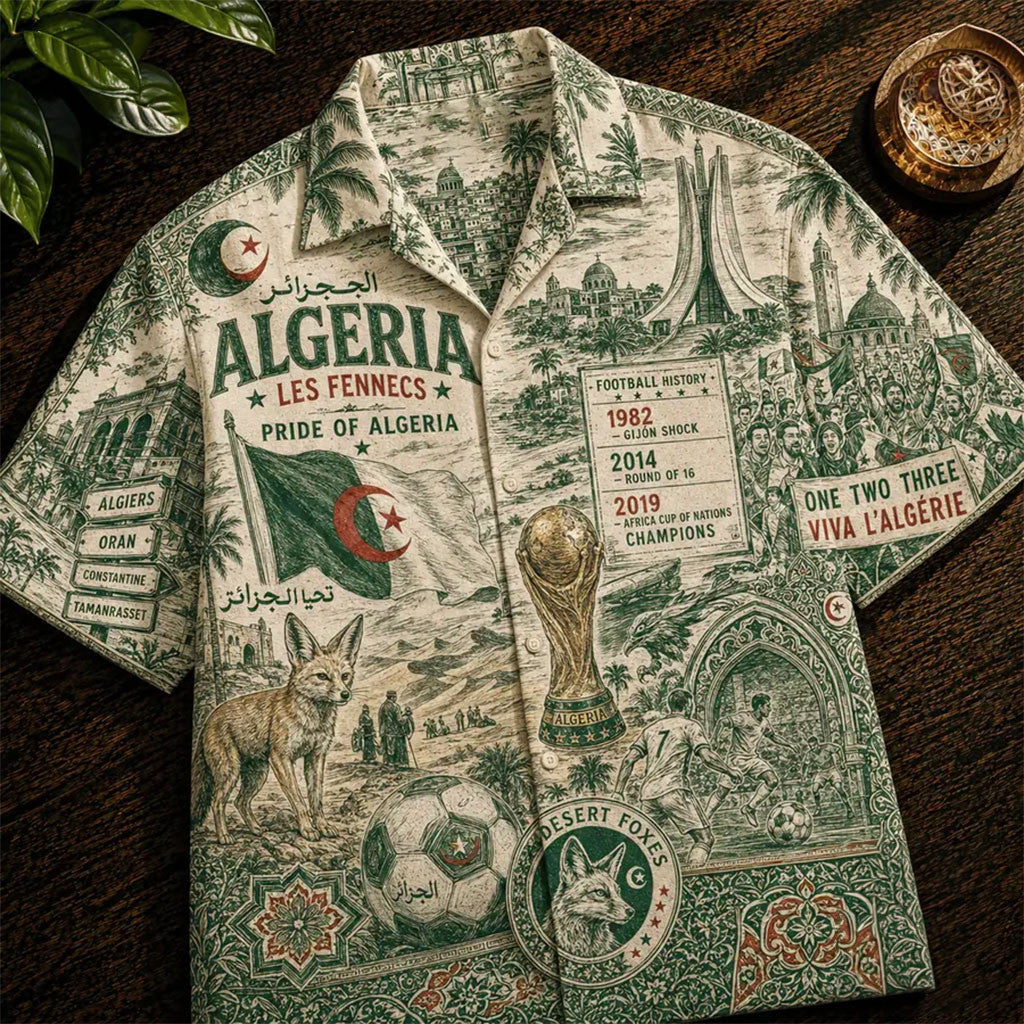 Algeria World Cup 2026 Tropical Hawaiian Shirt Pride Of Algeria Merch Gifts For Husband - Merchluma