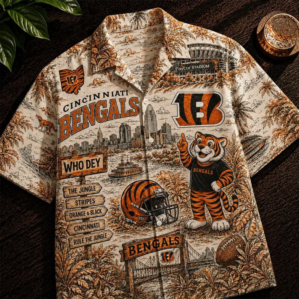 Cincinnati Bengals Vintage Tropical Hawaiian Shirt Bengals Merch Summer Gifts For Football Fan - Merchluma