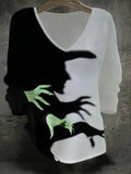 Witch Halloween V-Neck Long Sleeve Shirt Halloween Apparel Unique Halloween Gifts Friends - Merchluma