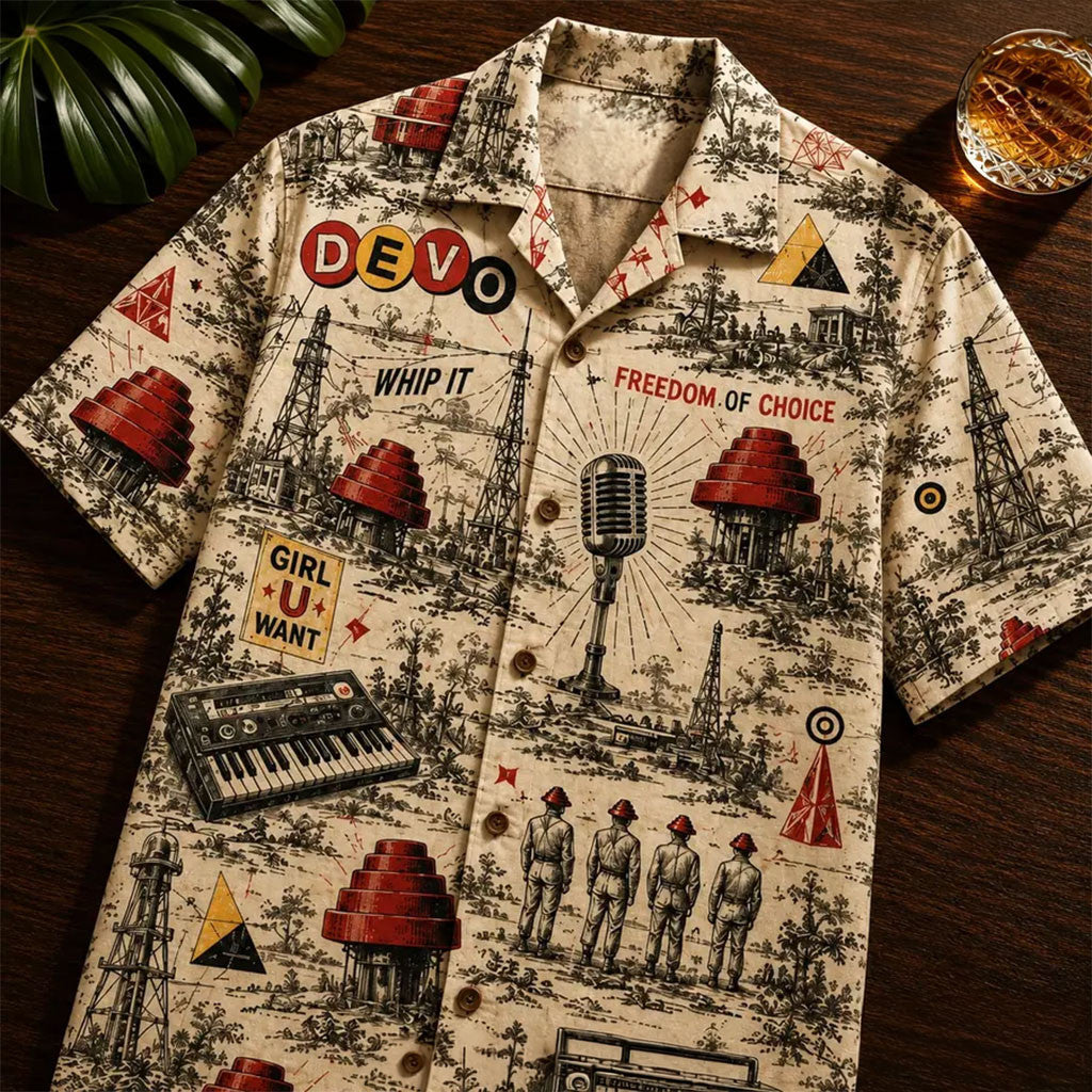 DEVO Retro New Wave Band Hawaiian Shirt DEVO Merch Gift Ideas For Music Lovers - Merchluma