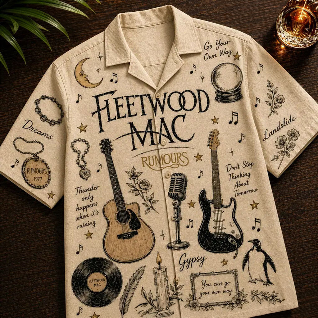 Fleetwood Mac Rumours Vintage Hawaiian Shirt Fleetwood Mac Merch Gifts For Rock Fan - Merchluma
