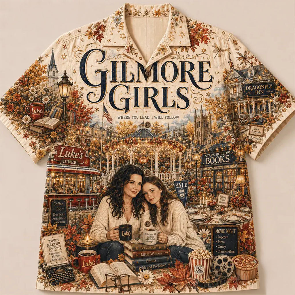 Gilmore Girls Stars Hollow Hawaiian Shirt Gilmore Girls Merch Where You Lead I Will Follow Shirt - Merchluma