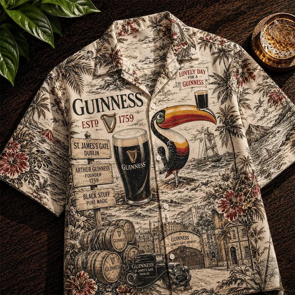 Guinness Beer Summer Tropical Hawaiian Shirt Vintage Aloha Shirt Gifts For Beer Lovers - Merchluma