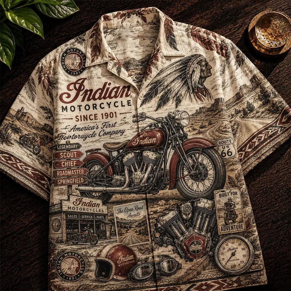 Indian Motorcycle Vintage Hawaiian Shirt Summer Button Up Gifts For Riders - Merchluma